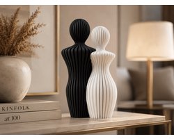 Skushy Koppel Beeldje - Modern Couple Statue - Romantische Decoratie - Bruiloft Cadeau en Woondecoratie Zwart en Wit