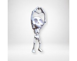 Skushy Skelet Beeldje met Hartvormige Handen - Decoratief Skeleton Figuur - Speels Gothic Accent voor Bureau, Kast en Boekenplank