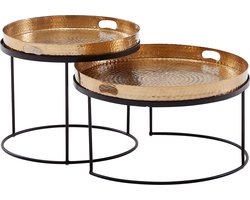 Sky Style- Salontafel set van 2 koperen dienblad tafels - goud - salontafel - rond - modern interieur