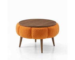 Skye Decor Bliss Papatya 60 – Salontafel – Oranje/Walnoot – Ø60 x 44 cm
