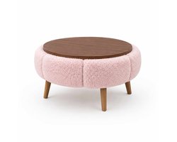 Skye Decor Bliss Papatya 60 – Salontafel – Roze/Walnoot – Ø60 x 44 cm