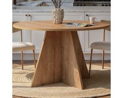 Skye Decor, Eettafel, Virella - Sapphire Oak, Gemelamineerde spaanplaat, Saffier eiken, 120 x 120 x 75 cm
