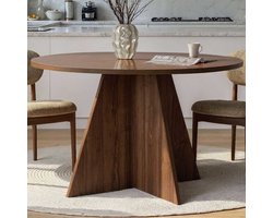 Skye Decor, Eettafel, Virella - Venezia Walnut, Gemelamineerde spaanplaat, Venezia walnoot, 120 x 120 x 75 cm