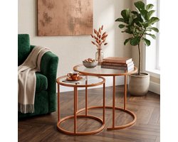 Skye Decor, Glazen salontafelset, Orange-Trs-60-42-Nrd-Srk, Gehard glas, Oranje, 60 x 60 x 43 cm