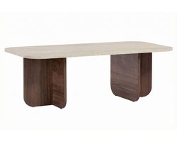 Skye Decor, Salontafel, Akira - Travertine, Venezia Walnut, Gemelamineerde spaanplaat, Travertin & Venezia walnoot, 120 x 60 x 41 cm