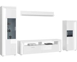 Skylight woonkamercombinatie wit hoogglans MDF TZ Pasol grijs NB - 46x351x202cm