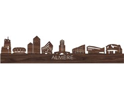 Skyline Almere Notenhout - 100 cm - Woondecoratie - Wanddecoratie - Meer steden beschikbaar - Woonkamer idee - City Art - Steden kunst - Cadeau voor hem - Cadeau voor haar - Jubileum - Trouwerij - WoodWideCities