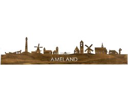 Skyline Ameland Notenhout - 80 cm - Woondecoratie - Wanddecoratie - Meer steden beschikbaar - Woonkamer idee - City Art - Steden kunst - Cadeau voor hem - Cadeau voor haar - Jubileum - Trouwerij - WoodWideCities
