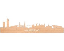 Skyline Amsterdam Bamboe hout - 80 cm - Woondecoratie - Wanddecoratie - Meer steden beschikbaar - Woonkamer idee - City Art - Steden kunst - Cadeau voor hem - Cadeau voor haar - Jubileum - Trouwerij - WoodWideCities
