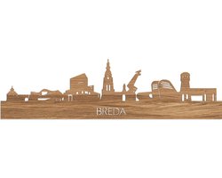 Skyline Breda Eikenhout - 120 cm - Woondecoratie - Wanddecoratie - Meer steden beschikbaar - Woonkamer idee - City Art - Steden kunst - Cadeau voor hem - Cadeau voor haar - Jubileum - Trouwerij - WoodWideCities