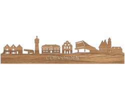 Skyline Coevorden Eikenhout - 120 cm - Woondecoratie - Wanddecoratie - Meer steden beschikbaar - Woonkamer idee - City Art - Steden kunst - Cadeau voor hem - Cadeau voor haar - Jubileum - Trouwerij - WoodWideCities