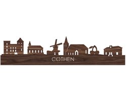 Skyline Cothen Notenhout - 100 cm - Woondecoratie - Wanddecoratie - Meer steden beschikbaar - Woonkamer idee - City Art - Steden kunst - Cadeau voor hem - Cadeau voor haar - Jubileum - Trouwerij - WoodWideCities