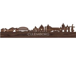 Skyline Culemborg Notenhout - 120 cm - Woondecoratie - Wanddecoratie - Meer steden beschikbaar - Woonkamer idee - City Art - Steden kunst - Cadeau voor hem - Cadeau voor haar - Jubileum - Trouwerij - WoodWideCities