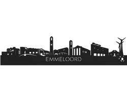 Skyline Emmeloord Zwart hout - 80 cm - Woondecoratie - Wanddecoratie - Meer steden beschikbaar - Woonkamer idee - City Art - Steden kunst - Cadeau voor hem - Cadeau voor haar - Jubileum - Trouwerij - WoodWideCities