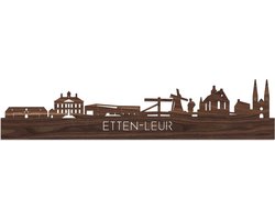 Skyline Etten-Leur Notenhout - 100 cm - Woondecoratie - Wanddecoratie - Meer steden beschikbaar - Woonkamer idee - City Art - Steden kunst - Cadeau voor hem - Cadeau voor haar - Jubileum - Trouwerij - WoodWideCities