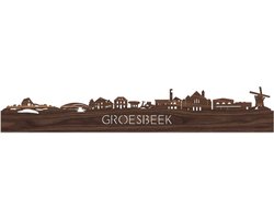 Skyline Groesbeek Notenhout - 80 cm - Woondecoratie - Wanddecoratie - Meer steden beschikbaar - Woonkamer idee - City Art - Steden kunst - Cadeau voor hem - Cadeau voor haar - Jubileum - Trouwerij - WoodWideCities