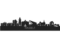 Skyline Hasselt Zwart hout - 120 cm - Woondecoratie - Wanddecoratie - Meer steden beschikbaar - Woonkamer idee - City Art - Steden kunst - Cadeau voor hem - Cadeau voor haar - Jubileum - Trouwerij - WoodWideCities