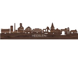 Skyline Heerlen Notenhout - 100 cm - Woondecoratie - Wanddecoratie - Meer steden beschikbaar - Woonkamer idee - City Art - Steden kunst - Cadeau voor hem - Cadeau voor haar - Jubileum - Trouwerij - WoodWideCities