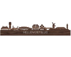 Skyline Hellevoetsluis Notenhout - 120 cm - Woondecoratie - Wanddecoratie - Meer steden beschikbaar - Woonkamer idee - City Art - Steden kunst - Cadeau voor hem - Cadeau voor haar - Jubileum - Trouwerij - WoodWideCities