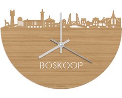 Skyline Klok Boskoop Bamboe hout - Ø 40 cm - Stil uurwerk - Wanddecoratie - Meer steden beschikbaar - Woonkamer idee - Woondecoratie - City Art - Steden kunst - Cadeau voor hem - Cadeau voor haar - Jubileum - Trouwerij - Housewarming - WoodWideCities
