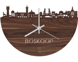Skyline Klok Boskoop Notenhout - Ø 40 cm - Stil uurwerk - Wanddecoratie - Meer steden beschikbaar - Woonkamer idee - Woondecoratie - City Art - Steden kunst - Cadeau voor hem - Cadeau voor haar - Jubileum - Trouwerij - Housewarming - WoodWideCities