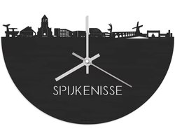 Skyline Klok Spijkenisse Zwart hout - Ø 40 cm - Stil uurwerk - Wanddecoratie - Meer steden beschikbaar - Woonkamer idee - Woondecoratie - City Art - Steden kunst - Cadeau voor hem - Cadeau voor haar - Jubileum - Trouwerij - Housewarming -
