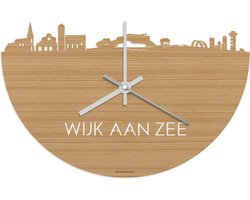 Skyline Klok Wijk aan Zee Bamboe hout - Ø 40 cm - Stil uurwerk - Wanddecoratie - Meer steden beschikbaar - Woonkamer idee - Woondecoratie - City Art - Steden kunst - Cadeau voor hem - Cadeau voor haar - Jubileum - Trouwerij - Housewarming -