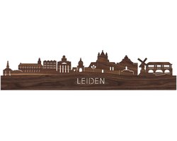 Skyline Leiden Notenhout - 100 cm - Woondecoratie - Wanddecoratie - Meer steden beschikbaar - Woonkamer idee - City Art - Steden kunst - Cadeau voor hem - Cadeau voor haar - Jubileum - Trouwerij - WoodWideCities