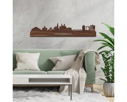 Skyline Maastricht Notenhout - 80 cm - Woondecoratie - Wanddecoratie - Meer steden beschikbaar - Woonkamer idee - City Art - Steden kunst - Cadeau voor hem - Cadeau voor haar - Jubileum - Trouwerij - WoodWideCities
