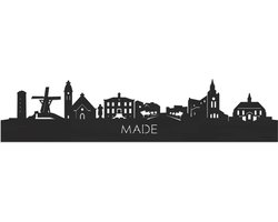Skyline Made Zwart hout - 80 cm - Woondecoratie - Wanddecoratie - Meer steden beschikbaar - Woonkamer idee - City Art - Steden kunst - Cadeau voor hem - Cadeau voor haar - Jubileum - Trouwerij - WoodWideCities