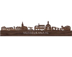 Skyline Musselkanaal Notenhout - 80 cm - Woondecoratie - Wanddecoratie - Meer steden beschikbaar - Woonkamer idee - City Art - Steden kunst - Cadeau voor hem - Cadeau voor haar - Jubileum - Trouwerij - WoodWideCities