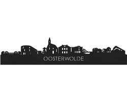 Skyline Oosterwolde Zwart hout - 100 cm - Woondecoratie - Wanddecoratie - Meer steden beschikbaar - Woonkamer idee - City Art - Steden kunst - Cadeau voor hem - Cadeau voor haar - Jubileum - Trouwerij - WoodWideCities