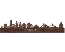 Skyline Ouddorp Notenhout - 80 cm - Woondecoratie - Wanddecoratie - Meer steden beschikbaar - Woonkamer idee - City Art - Steden kunst - Cadeau voor hem - Cadeau voor haar - Jubileum - Trouwerij - WoodWideCities