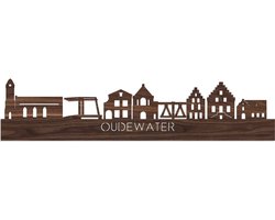 Skyline Oudewater Notenhout - 120 cm - Woondecoratie - Wanddecoratie - Meer steden beschikbaar - Woonkamer idee - City Art - Steden kunst - Cadeau voor hem - Cadeau voor haar - Jubileum - Trouwerij - WoodWideCities