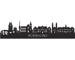 Skyline Roermond Zwart hout - 120 cm - Woondecoratie - Wanddecoratie - Meer steden beschikbaar - Woonkamer idee - City Art - Steden kunst - Cadeau voor hem - Cadeau voor haar - Jubileum - Trouwerij - WoodWideCities