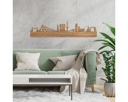 Skyline Rotterdam Eikenhout - 100 cm - Woondecoratie - Wanddecoratie - Meer steden beschikbaar - Woonkamer idee - City Art - Steden kunst - Cadeau voor hem - Cadeau voor haar - Jubileum - Trouwerij - WoodWideCities