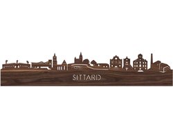 Skyline Sittard Notenhout - 80 cm - Woondecoratie - Wanddecoratie - Meer steden beschikbaar - Woonkamer idee - City Art - Steden kunst - Cadeau voor hem - Cadeau voor haar - Jubileum - Trouwerij - WoodWideCities