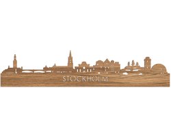 Skyline Stockholm Eikenhout - 100 cm - Woondecoratie - Wanddecoratie - Meer steden beschikbaar - Woonkamer idee - City Art - Steden kunst - Cadeau voor hem - Cadeau voor haar - Jubileum - Trouwerij - WoodWideCities