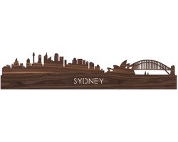 Skyline Sydney Notenhout - 80 cm - Woondecoratie - Wanddecoratie - Meer steden beschikbaar - Woonkamer idee - City Art - Steden kunst - Cadeau voor hem - Cadeau voor haar - Jubileum - Trouwerij - WoodWideCities