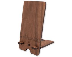 Skyline Telefoonhouder Mol Notenhout - Smartphone Tablet Houder 7x15 cm - iPad / iPhone / Smartphone tafel standaard desktop - Thuis werken - Cadeau - WoodWideCities