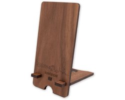 Skyline Telefoonhouder Monnickendam Notenhout - Smartphone Tablet Houder 7x15 cm - iPad / iPhone / Smartphone tafel standaard desktop - Thuis werken - Cadeau - WoodWideCities