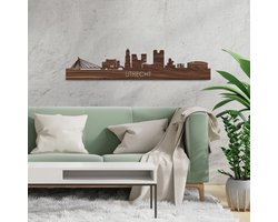 Skyline Utrecht Notenhout - 100 cm - Woondecoratie - Wanddecoratie - Meer steden beschikbaar - Woonkamer idee - City Art - Steden kunst - Cadeau voor hem - Cadeau voor haar - Jubileum - Trouwerij - WoodWideCities