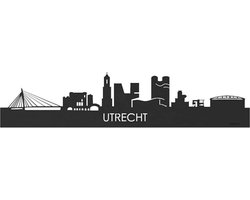 Skyline Utrecht Zwart hout - 100 cm - Woondecoratie - Wanddecoratie - Meer steden beschikbaar - Woonkamer idee - City Art - Steden kunst - Cadeau voor hem - Cadeau voor haar - Jubileum - Trouwerij - WoodWideCities