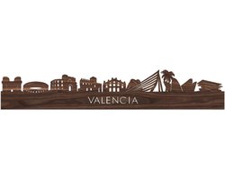 Skyline Valencia Notenhout - 100 cm - Woondecoratie - Wanddecoratie - Meer steden beschikbaar - Woonkamer idee - City Art - Steden kunst - Cadeau voor hem - Cadeau voor haar - Jubileum - Trouwerij - WoodWideCities