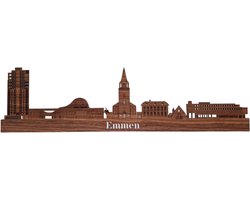 Skyline van Emmen - Notenhout - 110cm - Wanddecoratie van hout