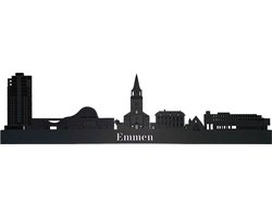 Skyline van Emmen - Zwart-mdf - 110cm - Wanddecoratie van hout