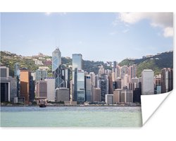 Skyline van Hong Kong Poster 60x40 cm - Foto print op Poster (wanddecoratie woonkamer / slaapkamer)