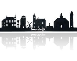 Skyline van Noordwijk - Zwart-mdf - 150cm - Wanddecoratie van hout