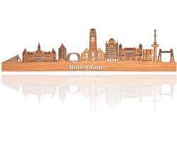 Skyline van Rotterdam - Eikenhout - 110cm - Wanddecoratie van hout