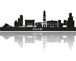 Skyline van Utrecht - Zwart-mdf - 110cm - Wanddecoratie van hout